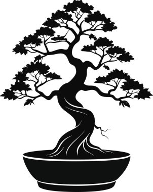 bonsai ağacı silueti vektör biçimi yazdırılabilir tasarım