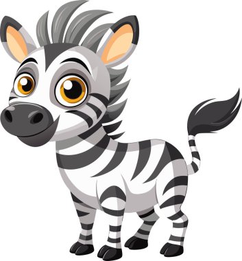 çizgi film zebra, abartılı özellikler vektör illüstrasyon tasarımı