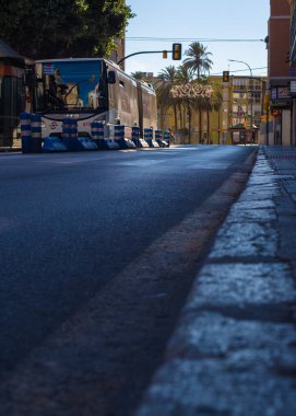 Malaga sokaklarında ağaçların güzel manzarası.