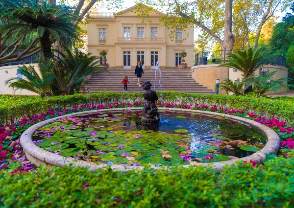 Malaga Spain Ноября 2022 Года Прекрасный Вид Фонтан Ботанического Сада Стоковое Изображение