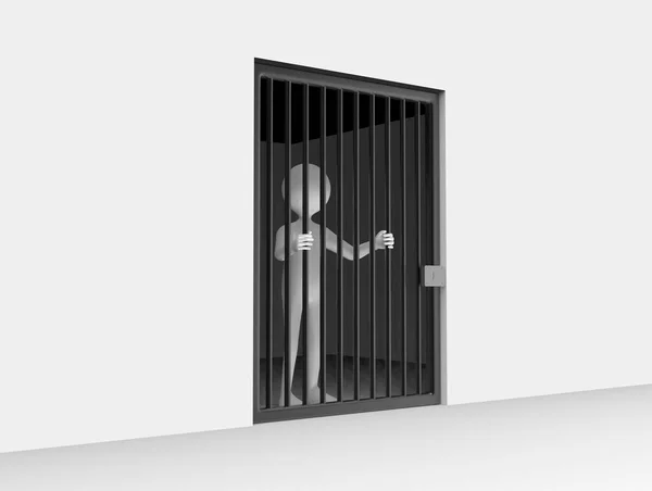 Illustration Cartoon Man Standing Jail Bars — Stock Photo, Image