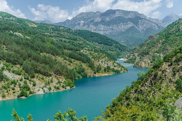 Hermoso Paisaje Del Lago Koman Albania Foto Alta Calidad —  Fotos de Stock