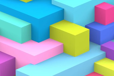 Soyut geometrik kübik renkli arkaplan. izometrik 3d oluşturucu.