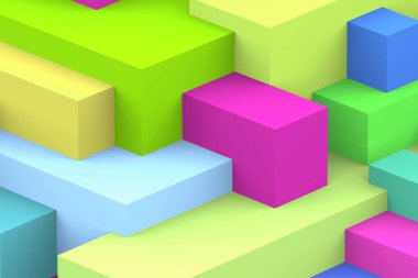 Soyut geometrik kübik renkli arkaplan. izometrik 3d oluşturucu.