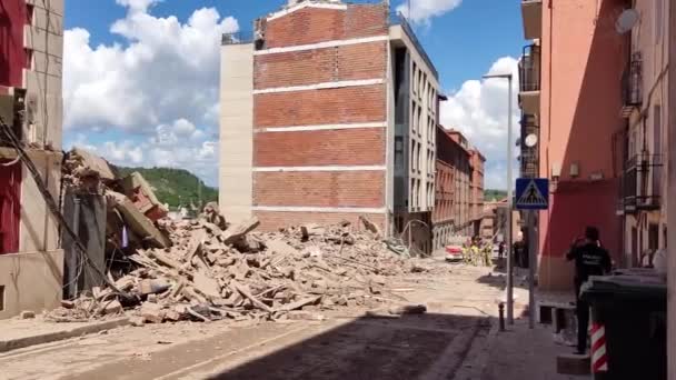 2023 Città Teruel Spagna Blocco Appartamenti Crolla Causa Delle Forti — Video Stock
