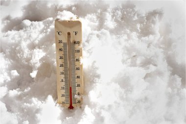 Kardaki Termometre Kış Gününde Sıfırın Altında Sıcaklık Gösteriyor