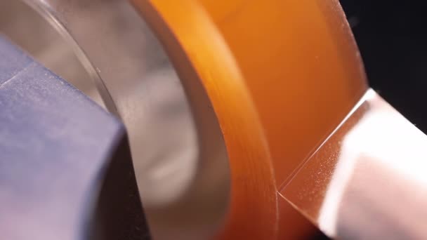 Pulling Scotch Tape Tape Dispenser Macro Shot Stock Footage