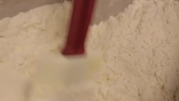 Cook Mixing Flour Kitchen Pie — Stock Video