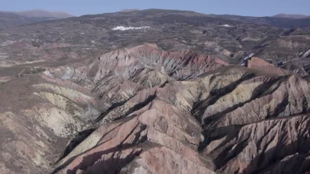 Pustkowia Ugijar Południu Hiszpanii Wąwozy Jest Obszar Górski Krzaki — Wideo stockowe