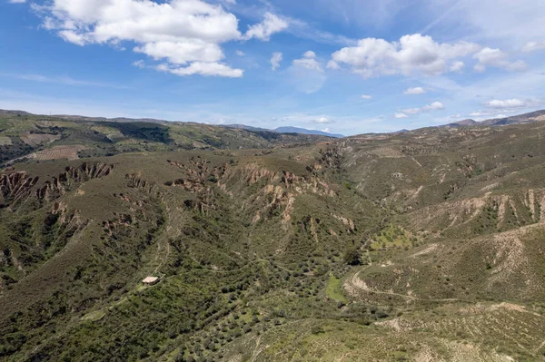 Paisaje Montañoso Sur Granada Hay Árboles Arbustos Hay Barranco Cielo —  Fotos de Stock