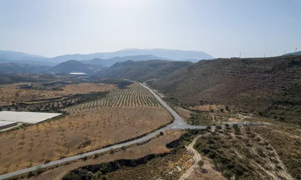 Granada 'nın güneyindeki bir dağda bir yol kavşağı var. Badem ve zeytin ağaçları yetiştiriliyor. Birkaç sera var.