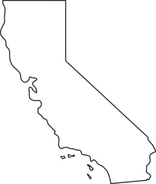 Kaliforniya 'nın dış harita sınırı. Amerika' nın boş ana hatları.