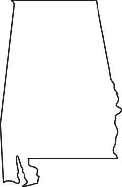 Alabama 'nın dış harita sınırı Amerikan devletinin ana hatları boş