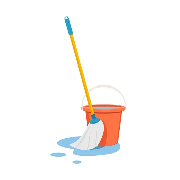 Cleaning Products Supplies Mop Bucket Cleaning Icon —  Vetores de Stock