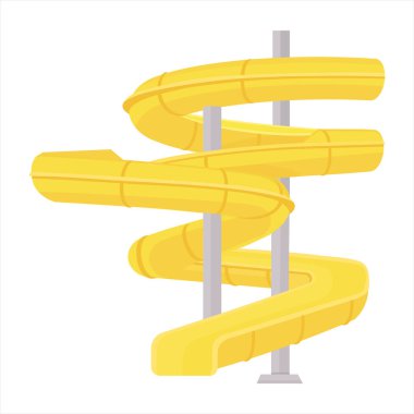 Beyaz arka planda izole edilmiş su parkının canı cehenneme. Sarı su kaydırma vektörü çizimi