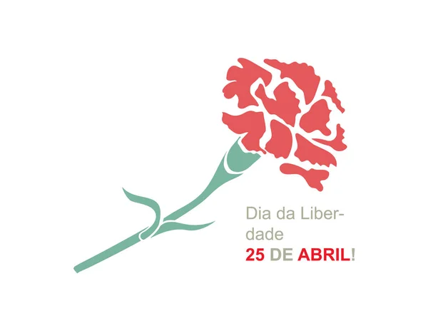 April Portugal Freedom Day Carnation Revolution Red Carnation Vector Illustration — Image vectorielle
