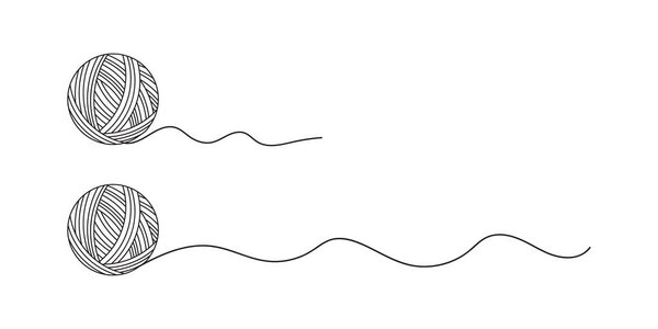 Шар пряжи изолированы на белом фоне. Ловкий клубок ниток. Векторная иллюстрация