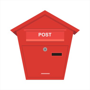 Red classic post box isolated on white background . Mail box icon. Letterbox. Vector illustration clipart