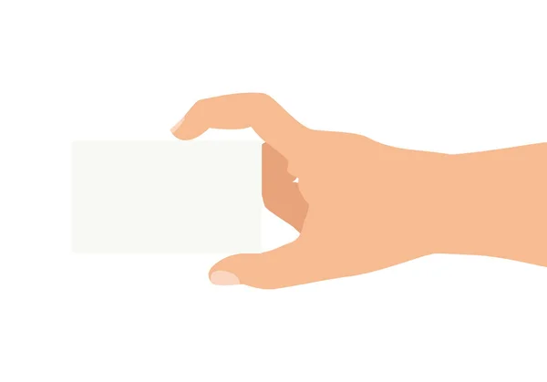 Γκρι Λευκή Κάρτα Ένα Χέρι Που Απομονώνεται Στο Λευκό Εικονογράφηση — Διανυσματικό Αρχείο