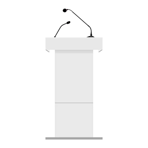 Tribune Podium Rostrum Speech Stand Lutrin Avec Microphones Isolés Sur — Image vectorielle
