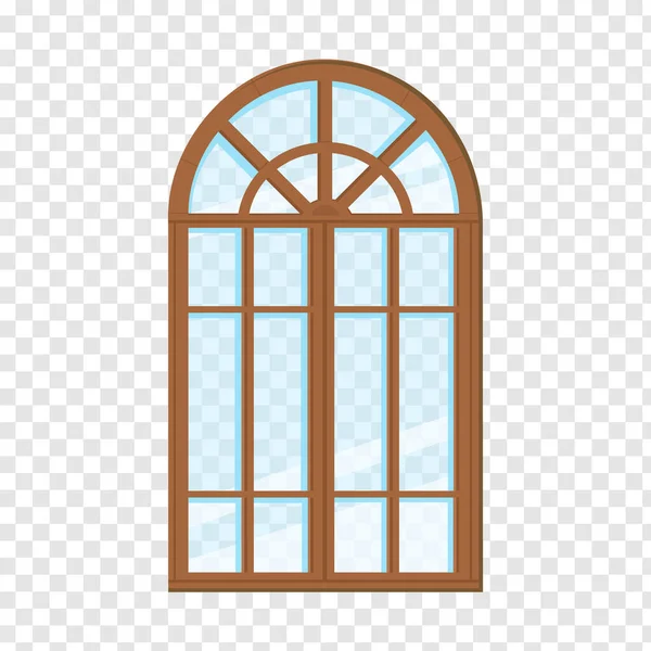 Geschlossenes Fenster Isolierter Transparenter Hintergrund Holzrahmen Und Glas Altes Bogenfenster — Stockvektor