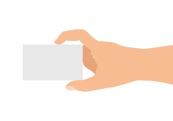 Γκρι Λευκή Κάρτα Ένα Χέρι Που Απομονώνεται Στο Λευκό Εικονογράφηση — Διανυσματικό Αρχείο