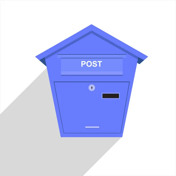 Mavi Klasik Posta Kutusu Beyaz Arkaplanda Izole Edilmiş Posta Kutusu — Stok Vektör
