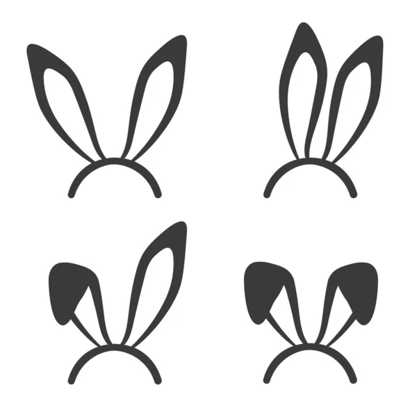 Bunny Αυτιά Μαύρη Συλλογή Σιλουέτα Bunny Αυτιά Διάνυσμα Εικονίδια Απομονωμένα — Διανυσματικό Αρχείο