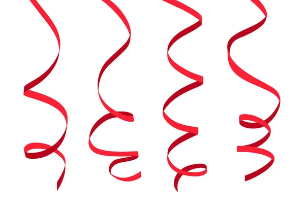 Červená Ovinutá Stuha Izolovaná Bílém Pozadí Vektorová Ilustrace — Stockový vektor
