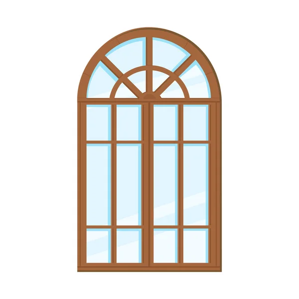 Ventana Cerrada Aislada Sobre Fondo Blanco Marco Madera Vidrio Vieja — Vector de stock