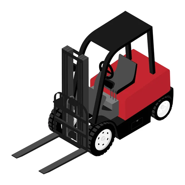 Forklift Güvenilir Ağır Yükleyici Kamyon Beyaz Arkaplan Izometrik Görünümünde Ağır — Stok Vektör