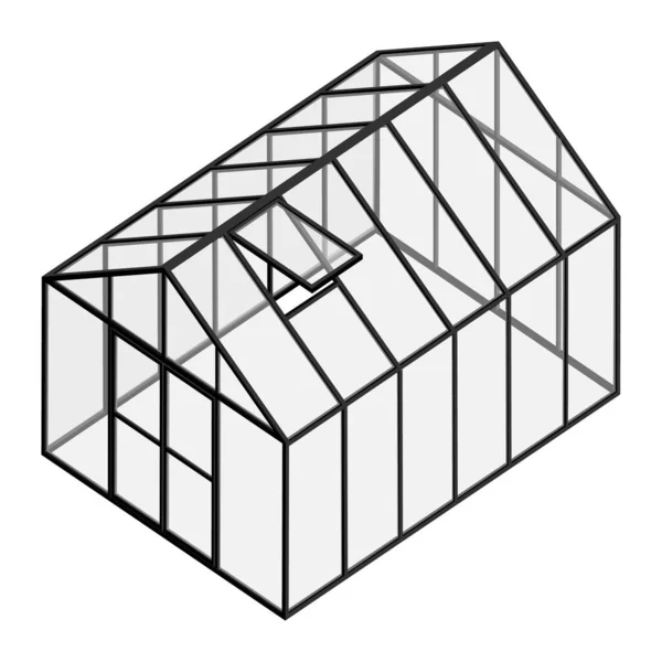 Prázdný Skleník Uzavřenými Dvířky Otevřený Okenní Izometrický Pohled Izolovaný Bílém — Stockový vektor