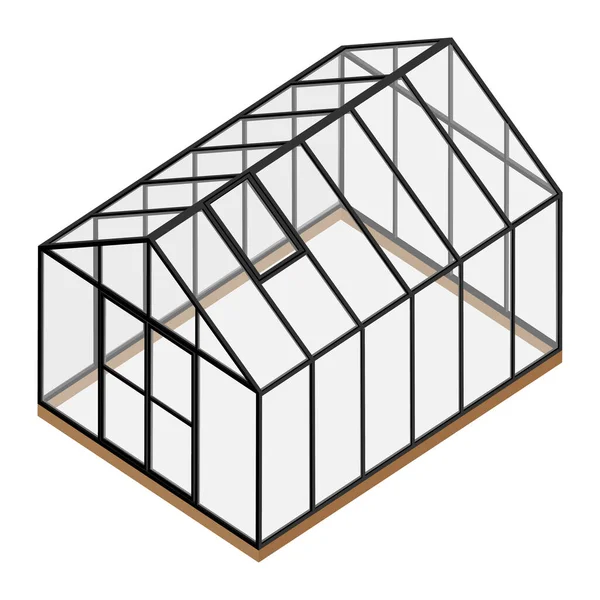 Tomt Växthus Med Sluten Dörr Isometrisk Isolerad Vit Bakgrund Glass — Stock vektor