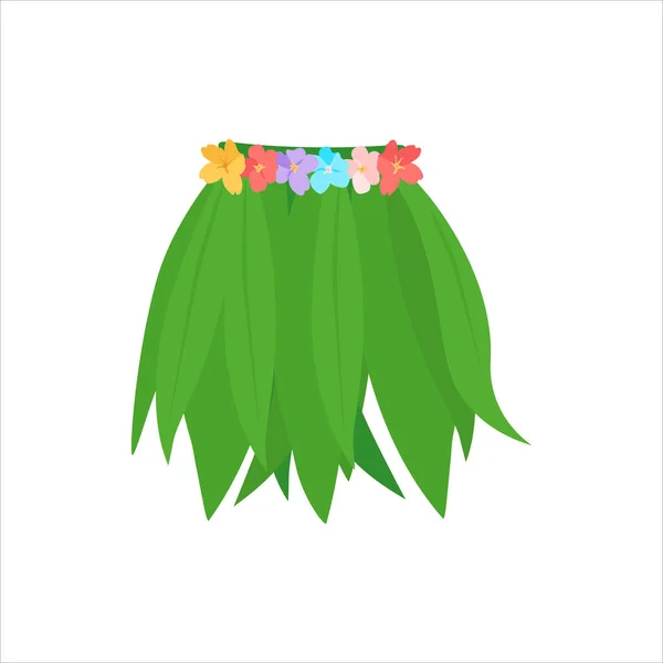 熱帯の葉や花で作られたハワイのビーチスカート 白い背景ベクトルのイラストに分離 — ストックベクタ