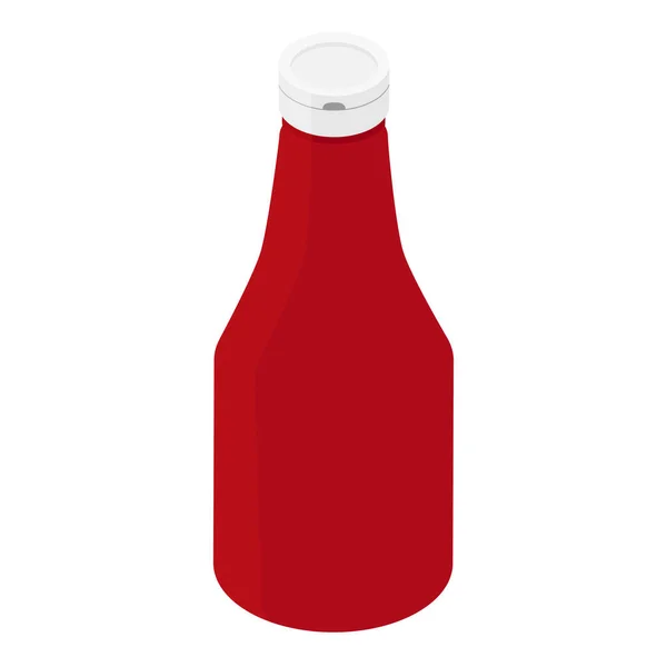 Bottiglia Ketchup Pomodoro Isolata Fondo Bianco Vista Isometrica Vettore — Vettoriale Stock