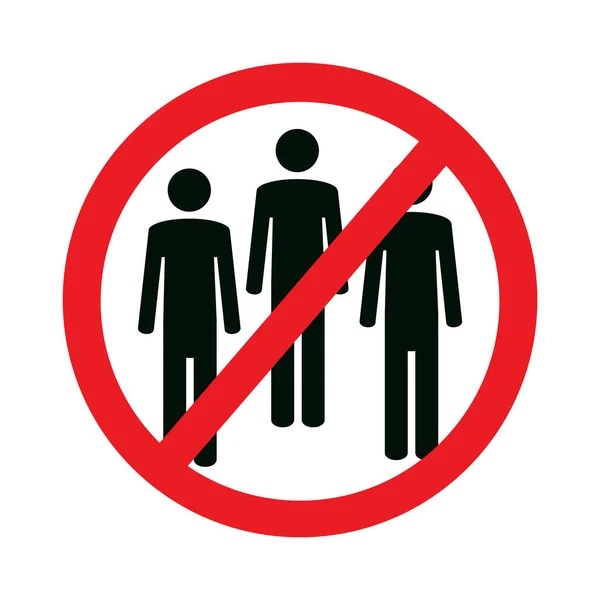Pas Foule Signe Interdiction Quarantaine Restriction Accès Public Icône Vectorielle — Image vectorielle