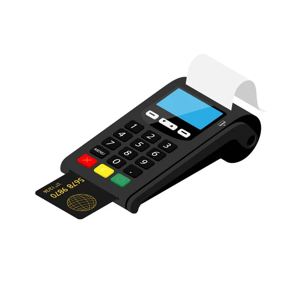 Nový Chytrý Pokladní Terminál Platební Stroj Bankovní Kreditní Kartou Izolované — Stockový vektor