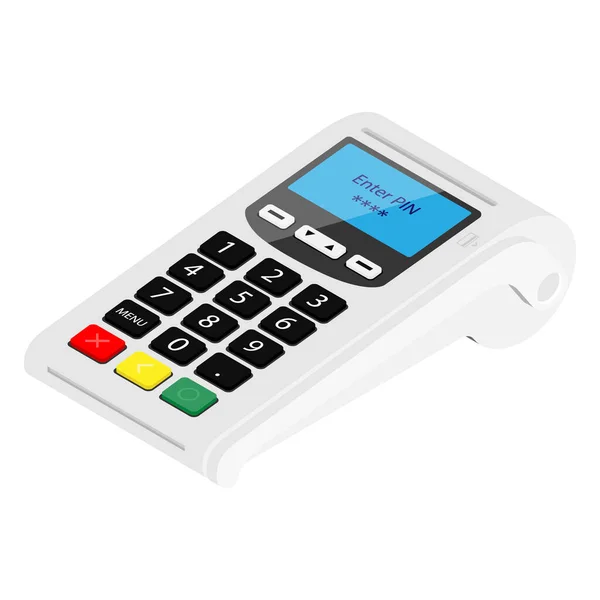 Kassenautomat Isoliert Auf Weißem Hintergrund Bankzahlungsterminal Verarbeitung Von Nfc Zahlungsgeräten — Stockvektor