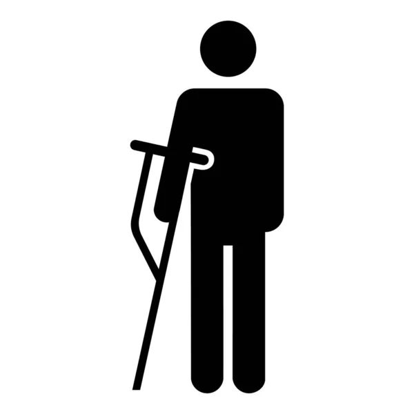 Icon Priority Injured People Man Sign Crutches Vector — Stock Vector