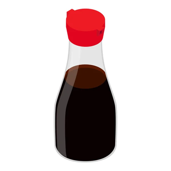 Bottiglia Vetro Salsa Soia Isolato Sfondo Bianco Vista Isometrica Vettore — Vettoriale Stock