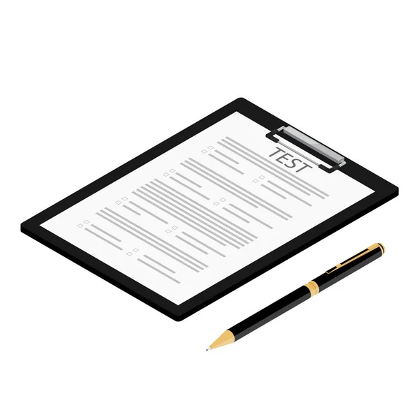 Survey Exam Form Paper Document Ballpoint Pen Education Test Concept — Stock Vector