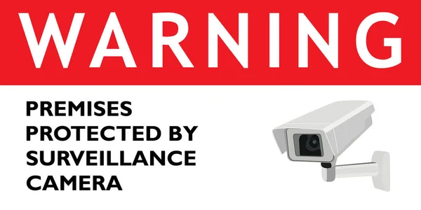 Warning Premises Protected Surveillance Camera Red Sign — Stock Vector