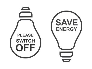 Lütfen elektriği kapatın, enerji afişini saklayın. Ekoloji konsepti posteri