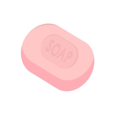 Beyaz arka planda izole edilmiş bir kalıp sabun. Vektör illüstrasyonu.