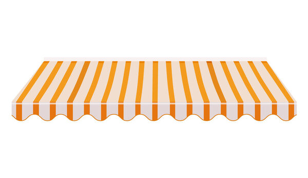 Vector illustration orange and white striped shop,store window awning. Awning, canopy icon
