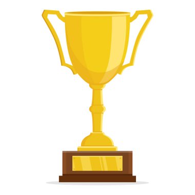 Galibiyet ödülü beyaz arka planda izole edilmiş. Bir spor müsabakasında altın kupa zaferi. Vektör illüstrasyonu