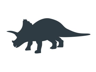 Jurassic dinazor ikonu. Beyaz arka planda izole edilmiş triceratops silueti. Vektör illüstrasyonu