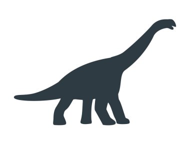 Jurassic dinazor ikonu. Beyaz arka planda izole edilmiş brachiosaurus silueti. Vektör illüstrasyonu