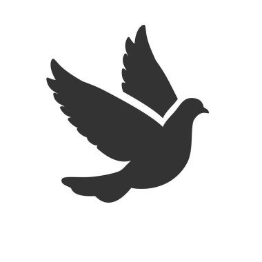 Basit barış vektör simgesi. Güvercin, zeytin dalı uzatılmış güvercin. Barışın güvercin sembolü
