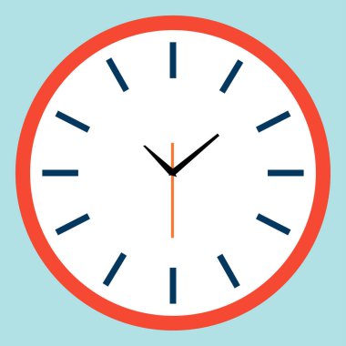 Düz stil saat simgesi, renk arkaplan zamanlayıcısı. Vektör tasarım ögesi